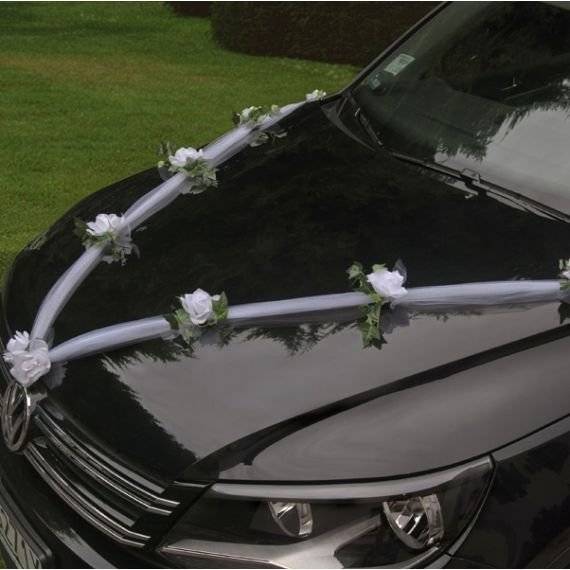 Guirlande de tulle pour decoration de voiture mariage - Badaboum