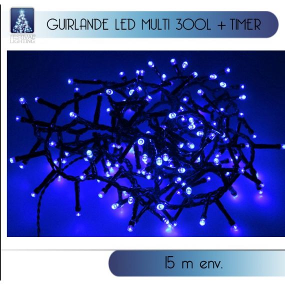 Guirlande lumineuse de noel 300 LED Bleu, deco Noel pas cher - Badaboum