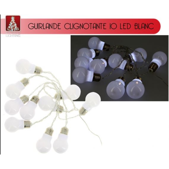 Guirlande lumineuse a pile 10 LED forme Ampoule, deco noel - Badaboum