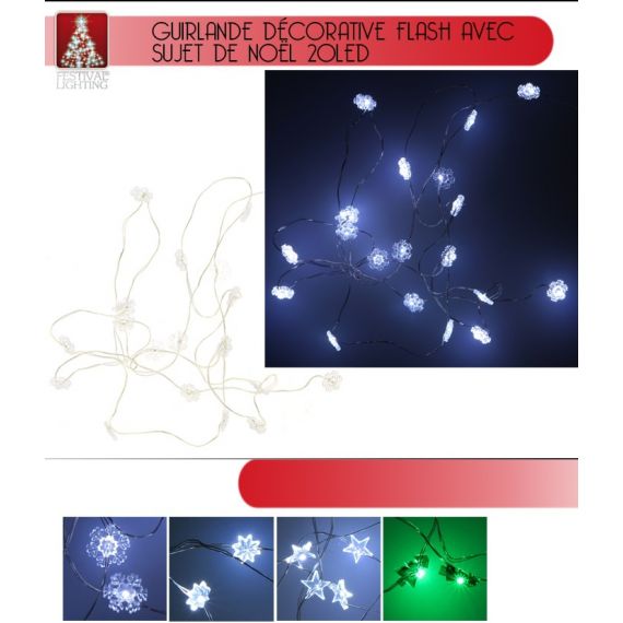 Guirlande lumineuse a pile 20 LED Flash, decoration noel - Badaboum