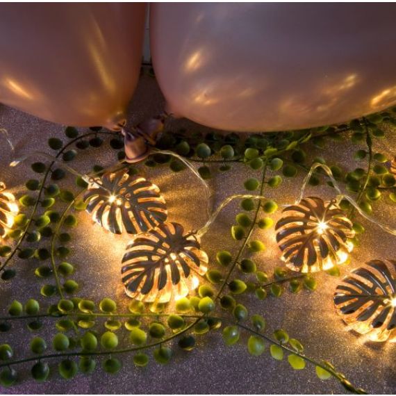 Guirlande lumineuse de table 10 Feuilles LED Rose gold - Deco mariage -  Badaboum