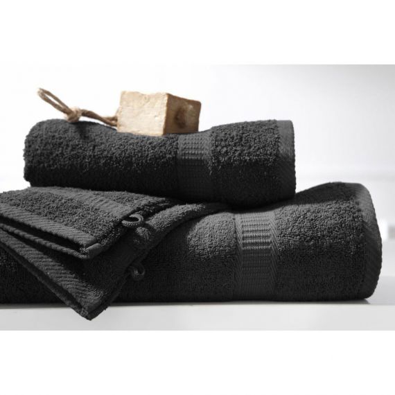 Maxi drap de bain noir 90x150 100 % coton, drap de douche pas cher