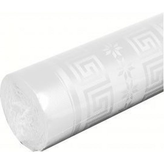 Nappe en papier damassé Blanc 25m, nappe jetable mariage - Badaboum