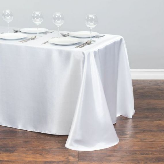 Nappe mariage en satin blanc rectangulaire 150x300cm, nappe traiteur pas  cher - Badaboum