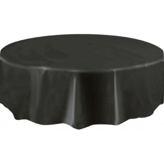 Nappe ronde en plastique noire 210cm, nappe pas cher - Badaboum