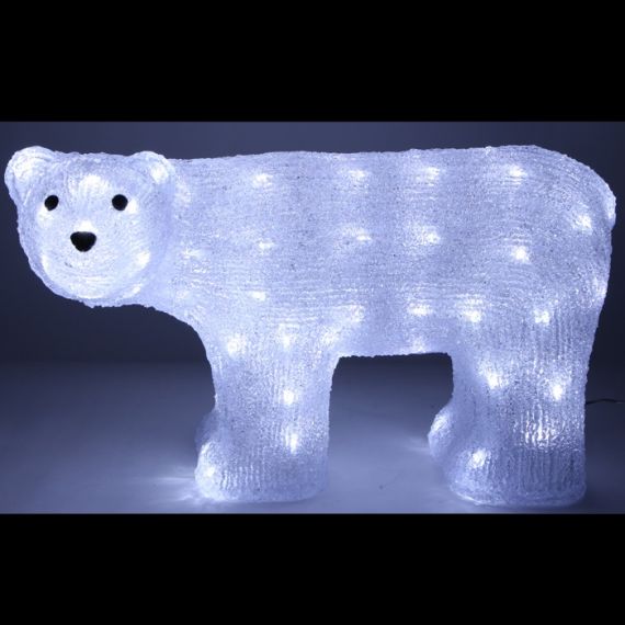 Ours Polaire lumineux 80 LED Blanc, Decoration Noel Exterieur - Badaboum