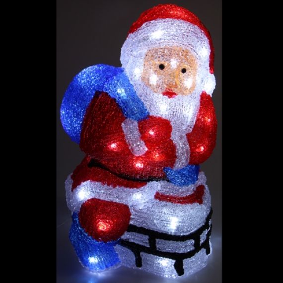 Père Noel Lumineux Acrylique avec Sac Cadeau, decoration de noel