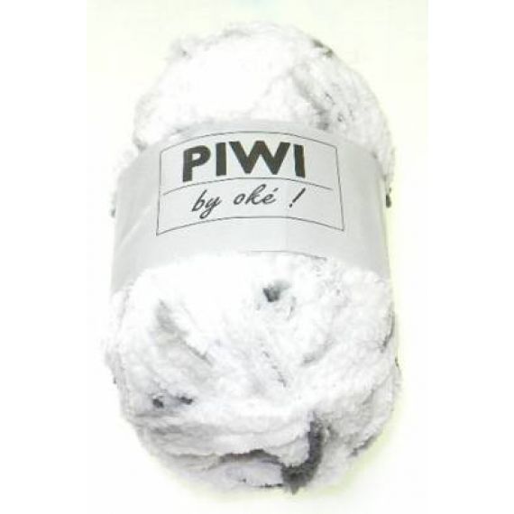 Pelote de laine velours chenille Piwi Gris et Blanc, laine discount
