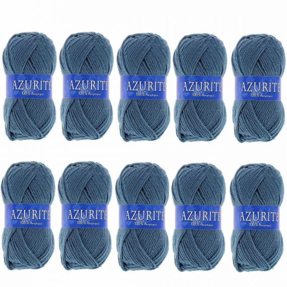 10 Pelotes de laine Azurite Acrylique Bleu Ardoise pas cher - Badaboum