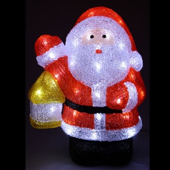 Figurine de Père Noël qui porte un sapin LED 44 cm