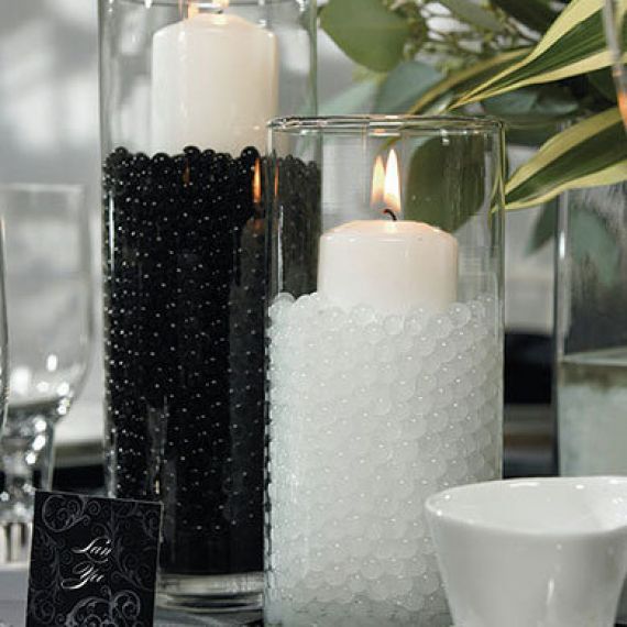Perle Gel d'Eau Floral Noir, decoration mariage - Badaboum