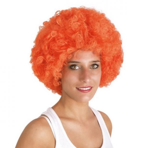 Perruque Afro Orange, déguisement pas cher - Badaboum