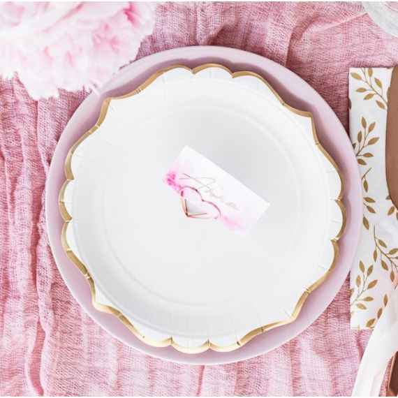 petites assiettes rose clair pastel doré vaisselle jetable