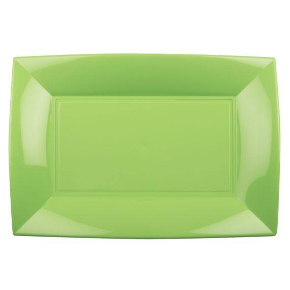 Plateau en plastique rectangulaire Vert anis 34x23cm, vaisselle jetable -  Badaboum