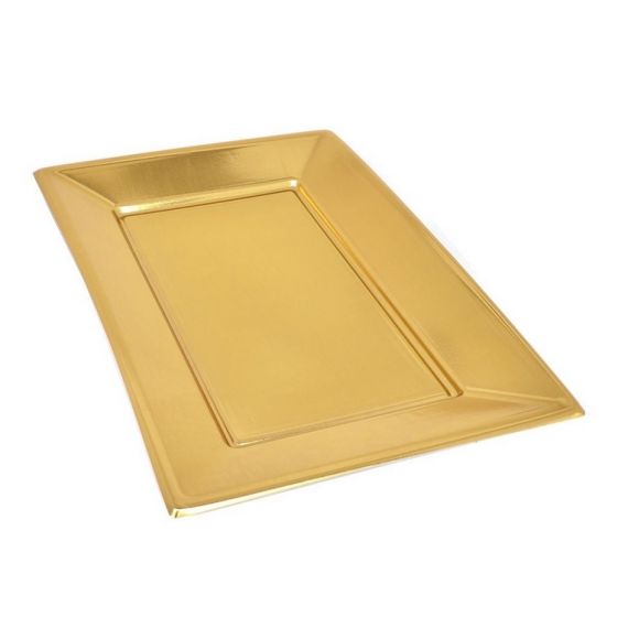 Plateau de service doré en plastique 24 x 24 cm