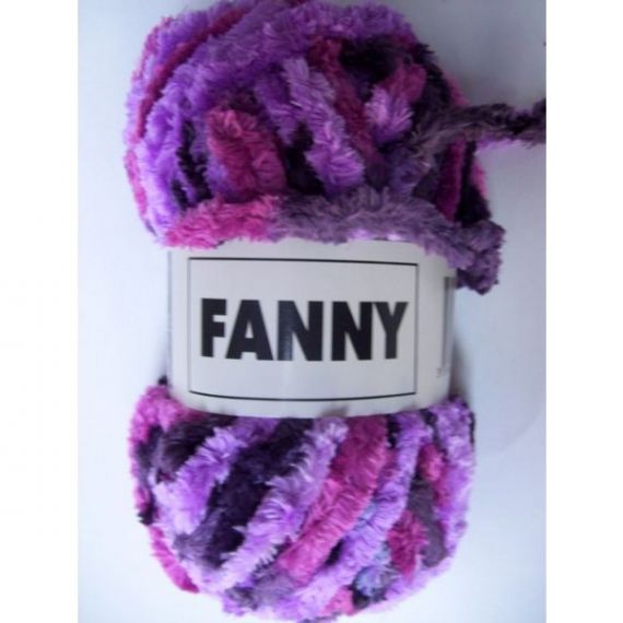 Pelote de laine chenille Fanny multico mauve x3, tricot laine - Badaboum