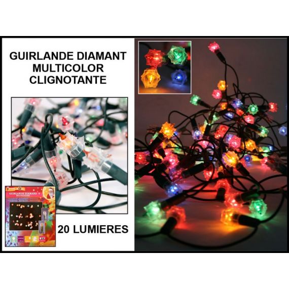 Achat Guirlande lumineuse 20 Lampes Diamant Multicolores - Badaboum