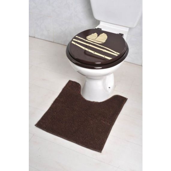 Tapis contour WC Uni marron, tapis toilette - Badaboum