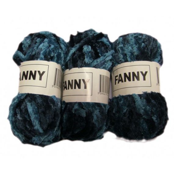 Pelote de laine chenille Fanny bleu nuit x3, tricot laine - Badaboum