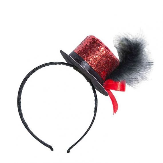 Serre-Tete Mini Chapeau Paillettes Rouge - accessoire pour