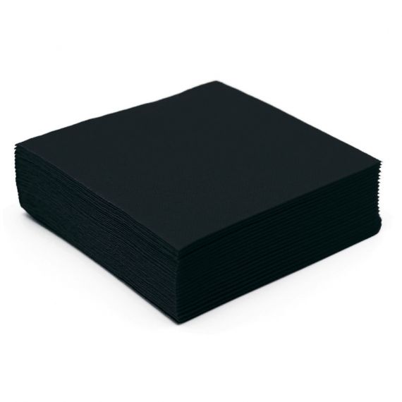 Serviette noir en papier 38x38cm, serviettes jetables - Badaboum
