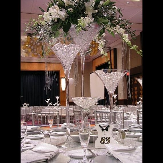 Vase martini mariage 70cm - centre de table original - Badaboum