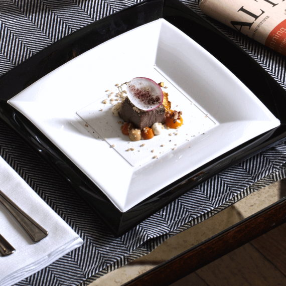 Asssiette dessert carré blanche 18 cm - Vaisselle jetable pas cher 