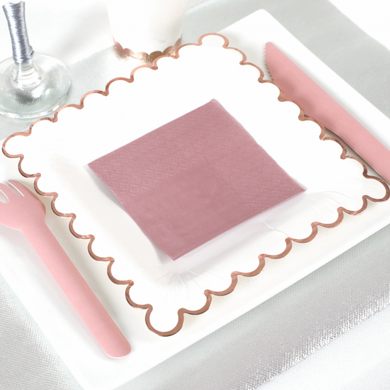 Assiettes en papier de fête en forme de ballon en or rose