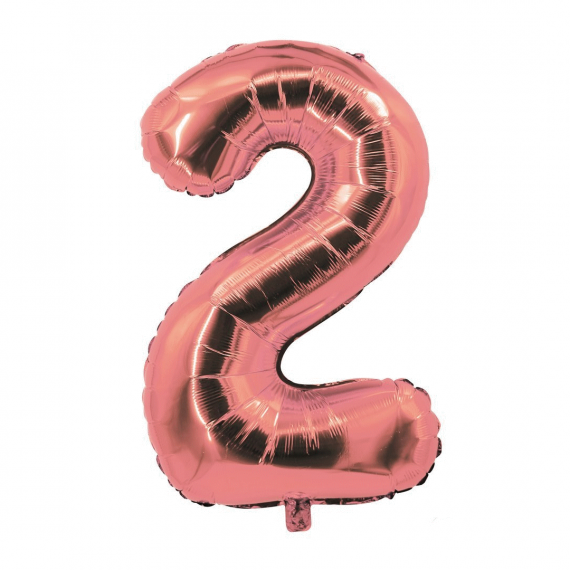 Ballon Chiffre 2 Rose Gold 85cm, decoration anniversaire pas cher - Badaboum