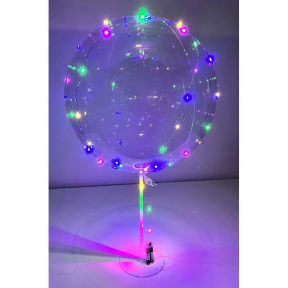 Ballon LED 40cm sur pied lumière multicolore , ballons pas cher - Badaboum