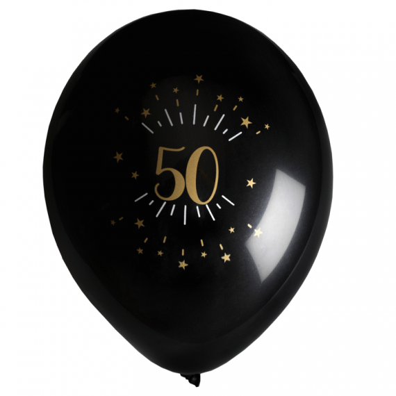 Ballon anniversaire 50 ans or et noir - deco fete anniversaire pas cher -  Badaboum