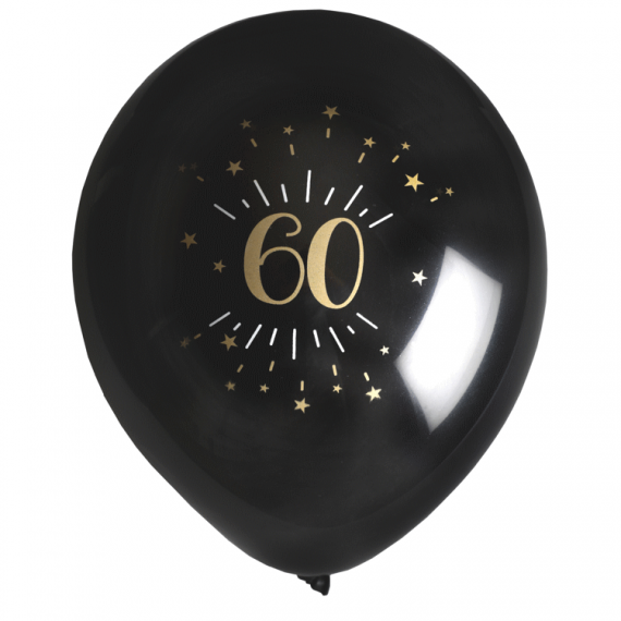 Ballon anniversaire 60 ans or et noir - decoration fete