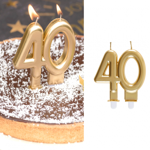 bougie anniversaire or chiffre 40 - decoration anniversaire 40 ans -  badaboum