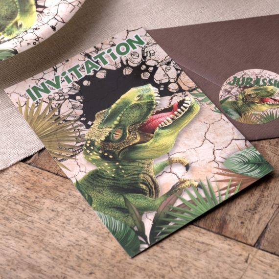 Cartes invitation anniversaire dinosaure - Decoration anniversaire pas cher  - Badaboum