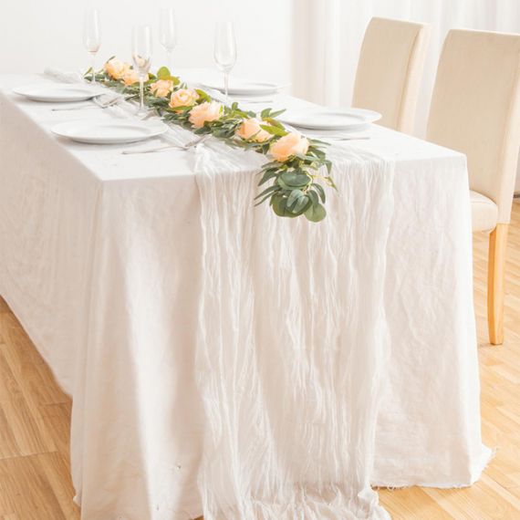Chemin de table mousseline Rose pas cher - Decoration mariage - Badaboum