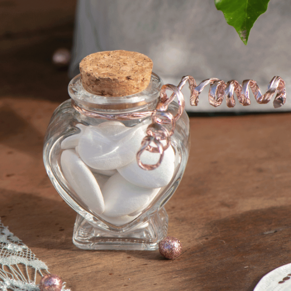 Pot dragées coeur en verre - Boite à Dragées original