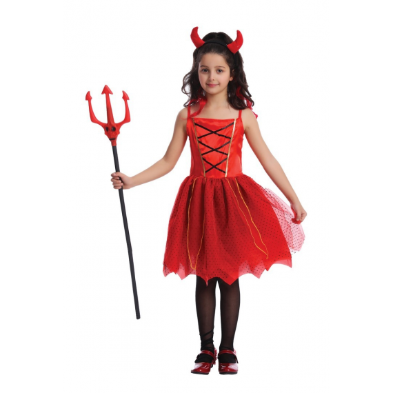 Déguisement petit démon fille - Marque - Rouge - 5 ans - Bandeau