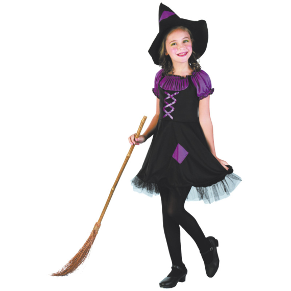 Déguisement violet de sorcière fille Halloween