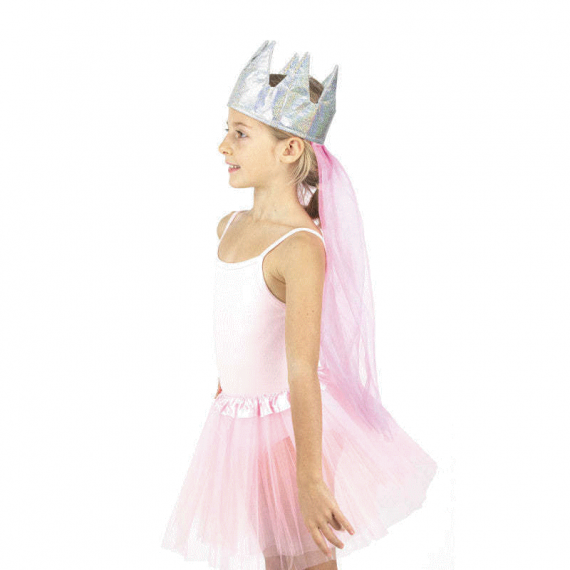 Couronne Princesse des Neiges Rose avec Baguette - accessoire pour  deguisement pas cher - Badaboum