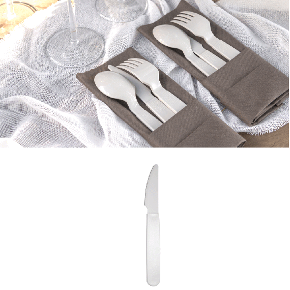 Couteaux plastique réutilisable blanche - Vaisselle plastique reutilisable  pas cher - Badaboum