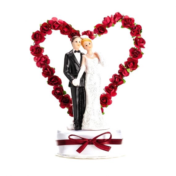 Figurine Jeunes mariés en Rouge 16 cm - Cake topper mariage pas cher -  Badaboum