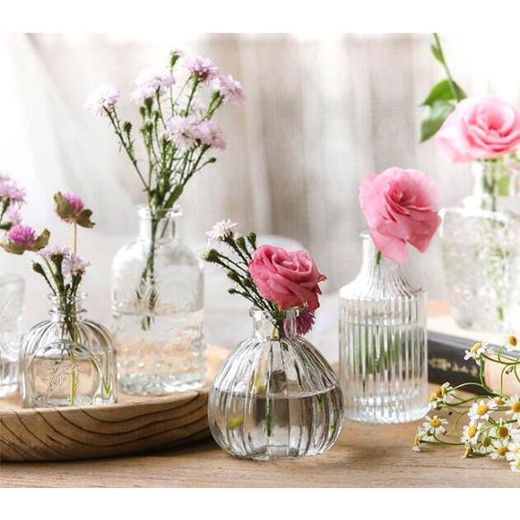 Flacon Vase en verre transparent, decoration mariage pas cher
