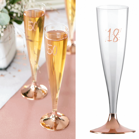 Flutes à Champagne Plastique Réutilisable Rose Gold x6