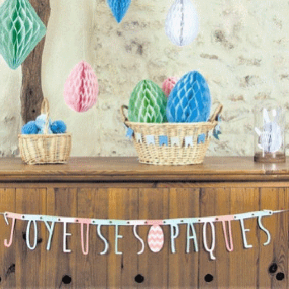 Guirlande Lettres Pastel Joyeuses Paques 1.60m, decoration salle pas cher -  Badaboum