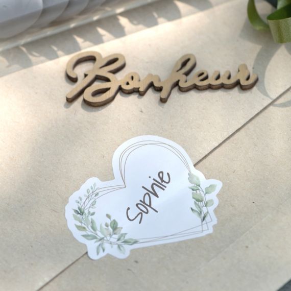 16 stickers mariage à coller O Bonheur - Decoration mariage champetre -  Badaboum
