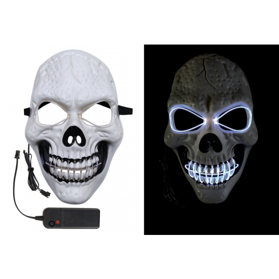 Masque lumineux de squelette - Accessoire déguisement pas cher 
