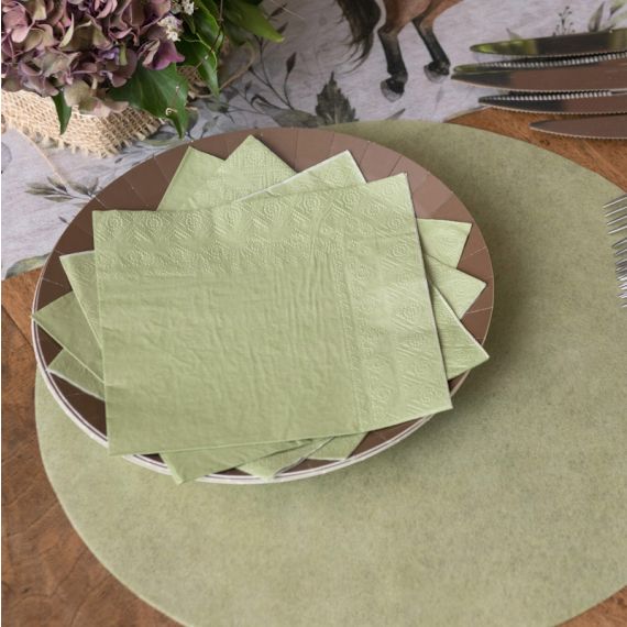 Serviette en papier Vert SAuge, vaisselle jetable - Badaboum